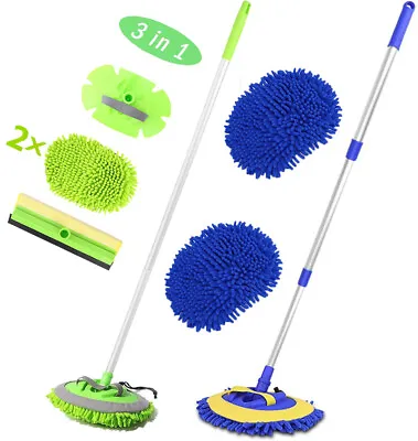 Microfiber Car Wash Brush Cleaning Mop Auto Truck 47.5  Long Handle Extension • $12.98