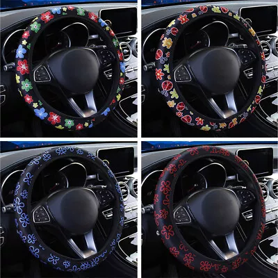 Car Printed Fabric Steering Wheel Cover 38cm/15'' Universal Non-slip All Seasons • $9.77