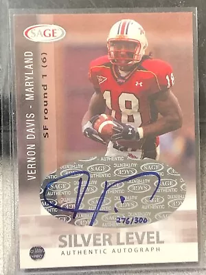 VERNON DAVIS 2006 Sage Silver Level Auto Signed Rookie RC Maryland 49ers /300 • $19.99