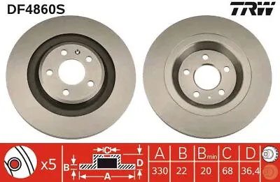 2 Pcs Brake Disc TRW DF4860S For Audi Q5 A4 A4 Avant A5 • $192.71