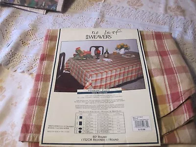 Vtg New B&d Weavers Round Vermont Plaid Tablecloth 60 Round 100 Cotton • $22