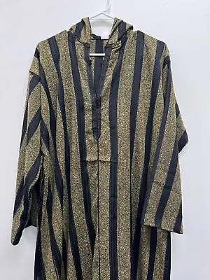 Men's Moroccan Djellaba Hooded Thobe Handmade Arab Dishdasha Black/Gold • $54.99