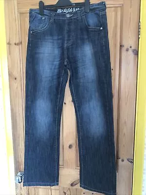 Denim Co Jeans Mens 34”waist 32” Leg Blue Distressed/Faded Pockets Button Fly  • £7.99