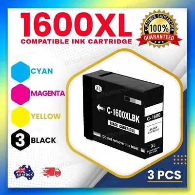 3x BLACK PGI-1600 XL Ink Cartridges For Canon Maxify MB2060 MB2360 MB2760 MB2160 • $19.90