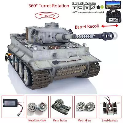 Heng Long 1/16 RC Tank German Tiger I 7.0 FPV 3818 Upgrade Manual Spray Tanks  • $1274.96