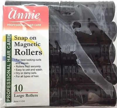 BRAND NEW ANNIE #1232 10ct LARGE SNAP ON MAGNETIC ROLLERS 7/8  DIAMETER • $6.49