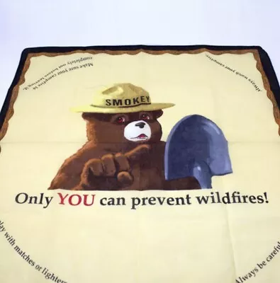 Vtg 20 X20  Smokey The Bear Bandana Scarf Handkerchief Hanky Prevent Wildfires • $12