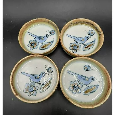 Set - 4 Ken Edwards El Palomar Blue Stoneware Coasters VTG Mexico Pottery Tonala • $29.99