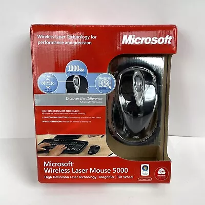 Microsoft Wireless Laser Mouse 5000 1000 Dpi Tilt Wheel Magnifier OPEN BOX • $40