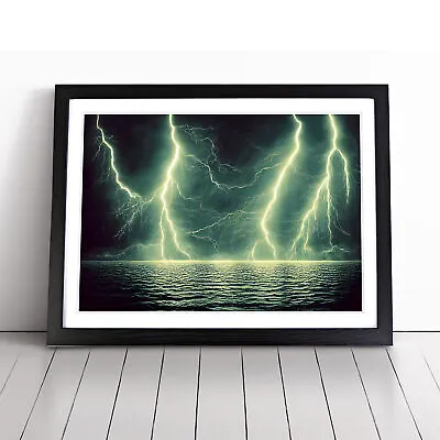 Contrasting Lightning Storm Wall Art Print Framed Canvas Picture Poster Decor • £14.95