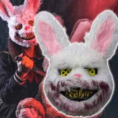 Bunny Rabbit Bloody Creepy Scary Halloween-Horror Killer Fancy Dress CostumeMask • £6.98