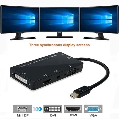 4 In 1 Mini Display Port Thunderbolt 2 To HDMI DVI VGA Converter Audio Output • $11.99
