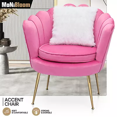 Pink Velvet Makeup Vanity Desk Chair Home Office Relaxation Upholstered Armchair • $119.99