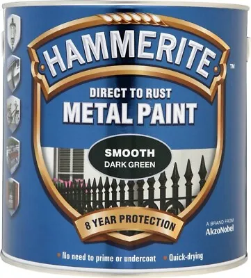 Hammerite Metal Paint Smooth Hammered Finish Garden Rust Metal Paint 250ml Tin • £16.99