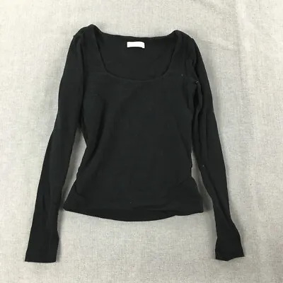Kookai Womens Knit Top Size 10 AU Black Long Sleeve Pullover Stretch Fabric • $10.48