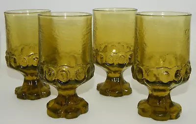 Vintage Set Of 4 Tiffin Franciscan Madeira Footed Glassware Olive Green Uranium • $24