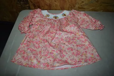 Girls Boutique Smocked Turkey Thanksgiving Pink Floral Dress    #57 • $18