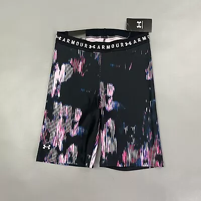 NWT Under Armour HeatGear Printed Bike Shorts Black Multi 1362273 Women's Medium • $0.99