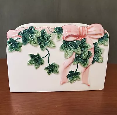 Vintage Mary Ann Baker Otigiri Ceramic  Bow And Ivy  Napkin Holder • $14.50