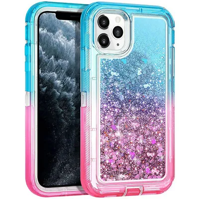 $17.48 • Buy Shockproof Case For IPhone 14 13 12 11 Pro Max XR 8 7 Plus Liquid Glitter Cover