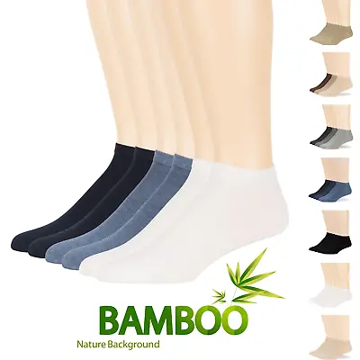$11.99 • Buy Men's Bamboo 6 Pack Solid Thin Ankle Low Cut Socks L-M Black Khaki Grey White