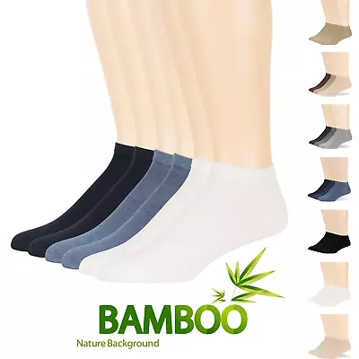 Men's Bamboo 6 Pack Solid Thin Ankle Low Cut Socks L-M Black Khaki Grey White • $19.99