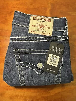 True Religion $199 Men's SZ 30x32 Rocco Flap Big T Relaxed Skinny Jeans 107338 • $69.99