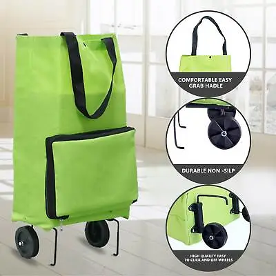 £7.49 • Buy Lightweight Folding Shopping Bag 2 Wheels Cart Convenient Shopping Bag