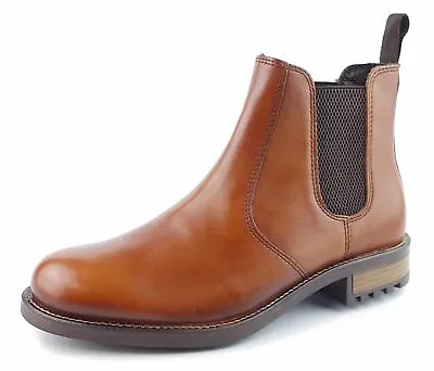 Mens Leather Chelsea Dealer Work Formal Ankle Tan Brown Boots Size • £44.99