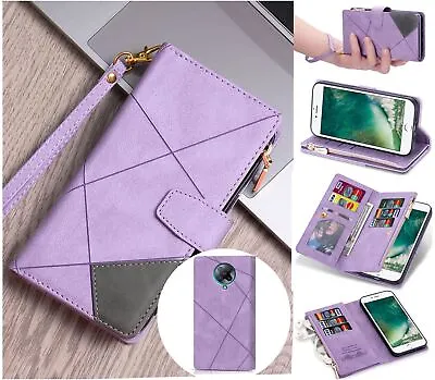 $12.90 • Buy Xiaomi Poco F2 Pro Suede Wallet Collage Line Embossed 9 Card Zip Pocket