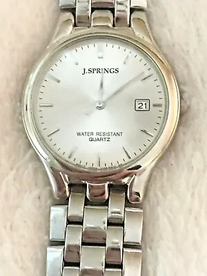 J SPRINGS NEW MEN’S STAINLESS STEEL WATCH In Original Container~Needs Battery • $24.99
