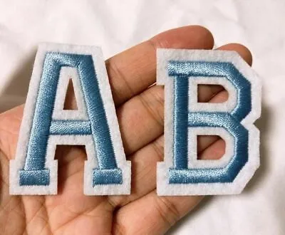 £0.99 • Buy Baby Blue Letter Patch Patches Iron On Sew On Retro Alphabet Embroidery Clothes