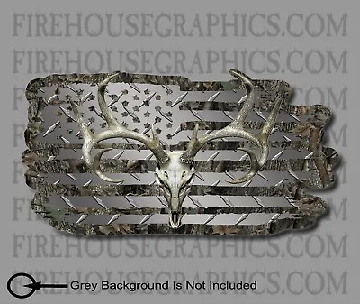 $21.99 • Buy American Flag Camouflage Whitetail Buck Skull Diamond Plate Hunting Deer Decal