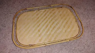 Vintage Tiki Bar Cocktail Bamboo Rattan Woven Serving Tray 19  X 13  • $16.99