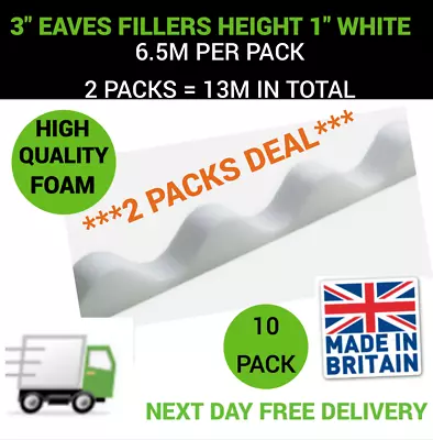 3  Profile White Corrugated Corrugated Roof Sheet Eaves Fillers 2 Packs Of 10  • £15