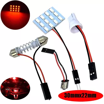 T10 Festoon BA9S Adapter Dome Roof Light 12 LED Red Lamp Panel Y1 S T JP • $11.30