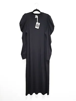 BASSIKE Voluminous Long Sleeve Long Black Dress S Oversized Fits 12 NEW Tags • $150