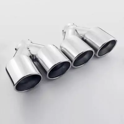 2PCS SS304 Exhaust Tailpipe Tips 2-1/2  In Quad 3-1/2  Out Double Wall 7.4  Long • $271.96