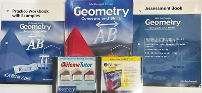 High School Geometry Text Workbook Tests CDs Curriculum Bundle Homeschool • $39.99