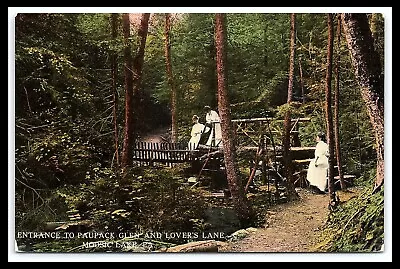 Moosic Lake PA Postcard Paupack Glen And Lovers Lane Entrance Unposted  Pc262 • $13