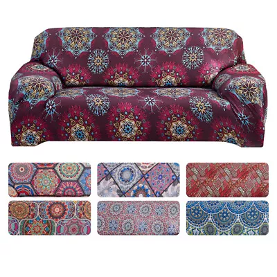 $5.99 • Buy Retro Printed Stretch Sofa Covers Spandex Couch Slipcover 1 2 3 4 Seat Protector