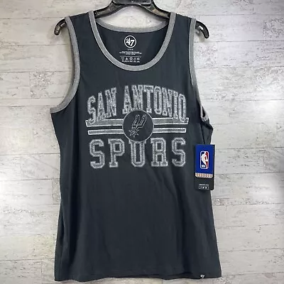 '47 San Antonio Spurs NBA Men's Black & Gray Distressed Cotton Tank Top Size L • $22.09