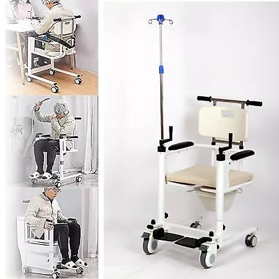 Elderly Patient Lift Wheelchair Home Manual Patient Lift Aid Transfer W/IV Pole • $549