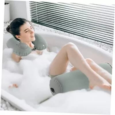 U-Shaped Full Body Bath Pillow For Tub 2 Pcs Inflatable Light Grey(16*11+24*6) • $39.22