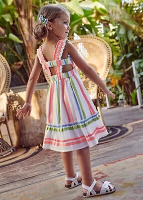 New  Mayoral  Striped Back Strap Dress Girls 5NWT • $27.99