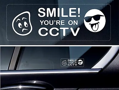 £3.69 • Buy 4 X Transparent Sticker Sign  SMILE YOU'RE ON CCTV Car Van Taxi Safety Window