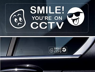 £3.69 • Buy 4 X Transparent Sticker Sign  SMILE YOU'RE ON CCTV Car Van Taxi Safety Window
