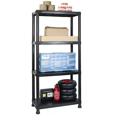 Garage Storage Shelves Black Plastic Shed Office 3 4 Or 5 Tier Shelving Unit Set • £18.97