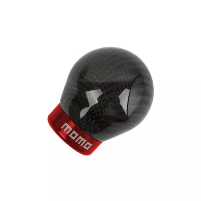 Real Carbon Fiber MOMO Black & Red Ball Manual Gear Shift Knob Shifter  • $21.88