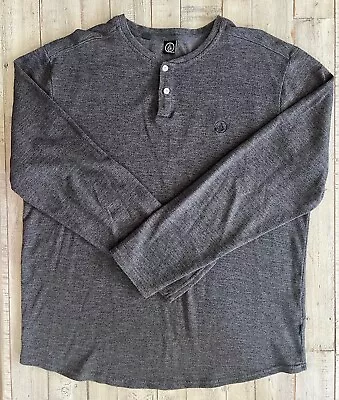 Volcom Mens Henley T-Shirt Gray Long Sleeve Logo Button Up Top Tee XL • $9.99